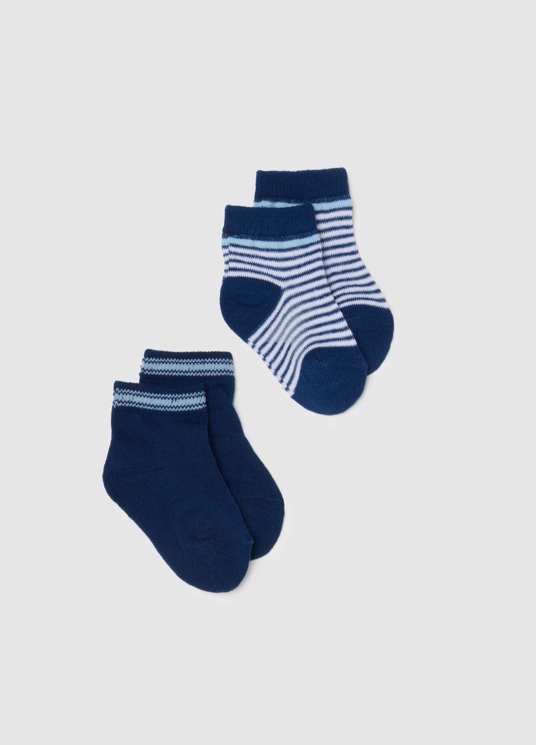 Pack of short cotton blend striped socks for infants