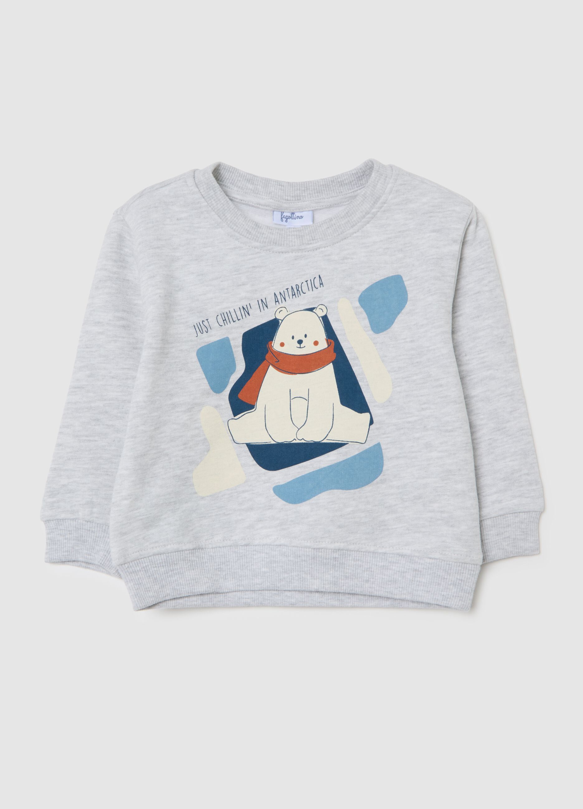 Grey sweatshirt for children in regular fit cotton with print