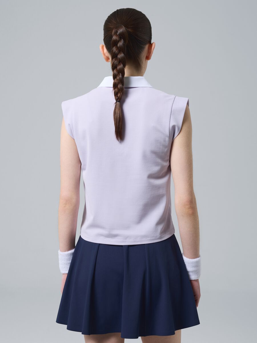 Violettes &auml;rmelloses ALTAVIA COURT Poloshirt aus Stretch-Baumwolle mit klassischem Kragen_2