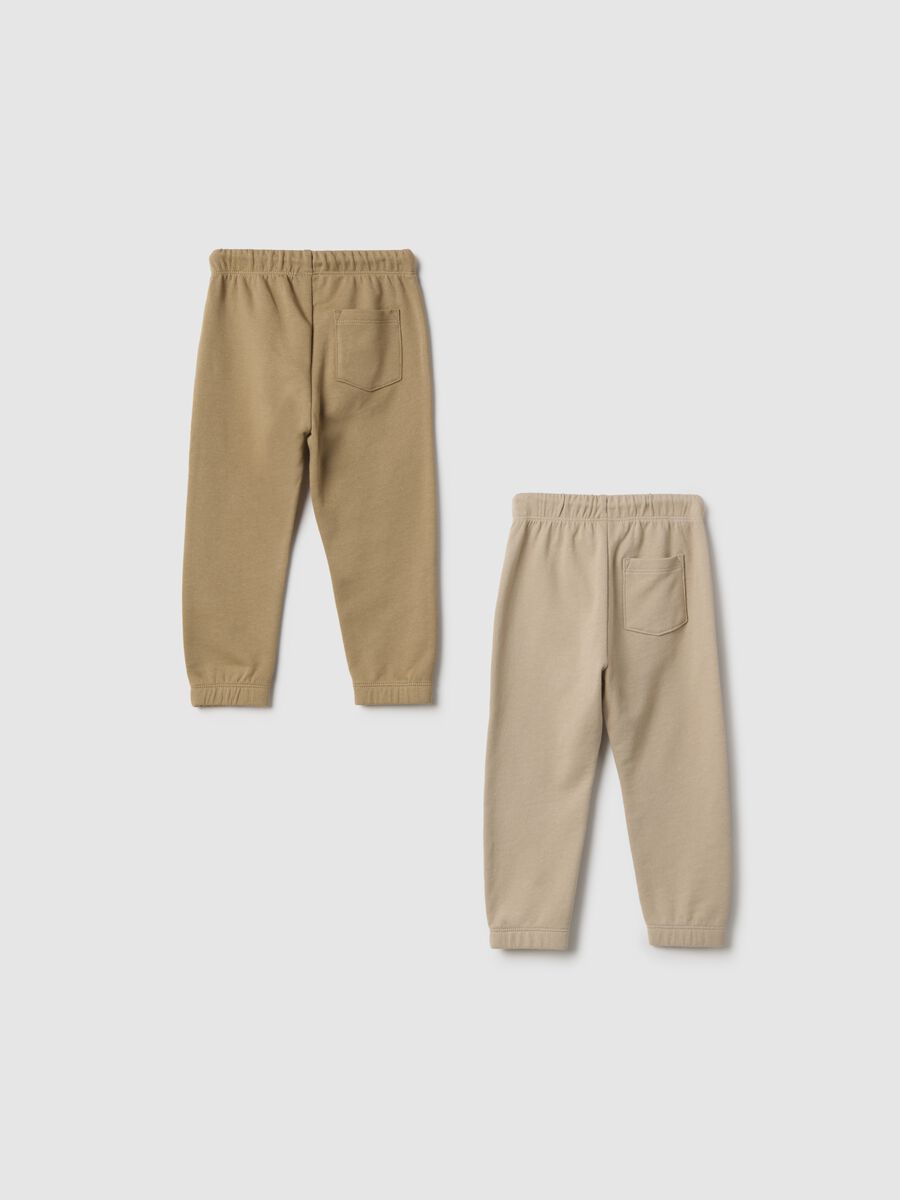 Two-pack of baby beige joggers in pure cotton, regular fit_1