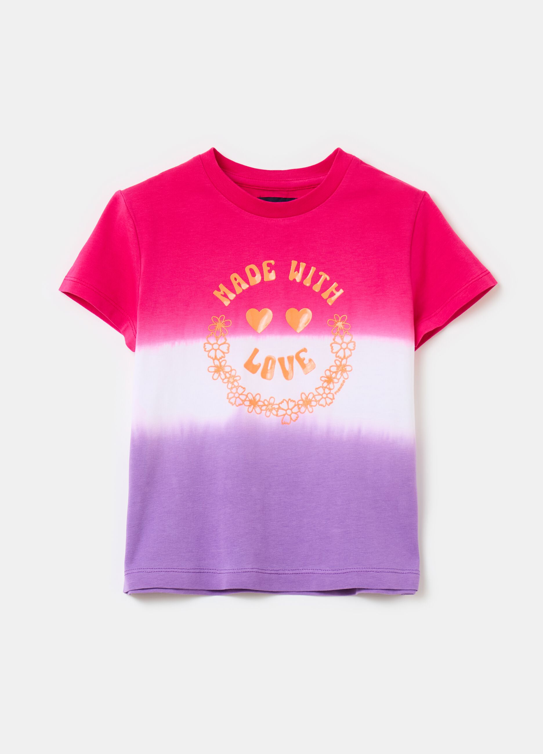 Tie-dye T-shirt with printed lettering