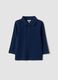 Polo blu in puro cotone organico a maniche lunghe per bimbo_0