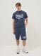 Blue pure cotton regular fit t-shirt with Everlast logo_1