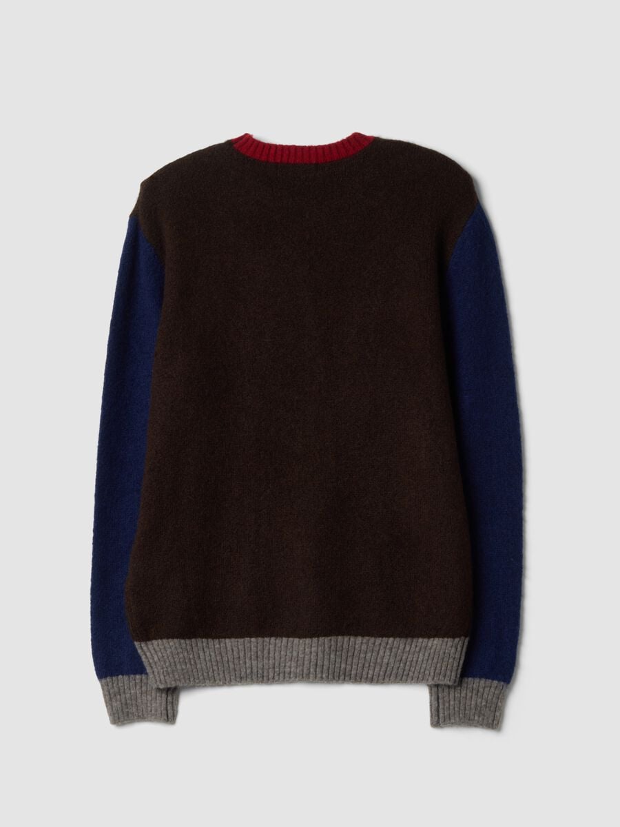 Men&rsquo;s brown crew-neck jumper in stretch wool and alpaca, regular fit_6