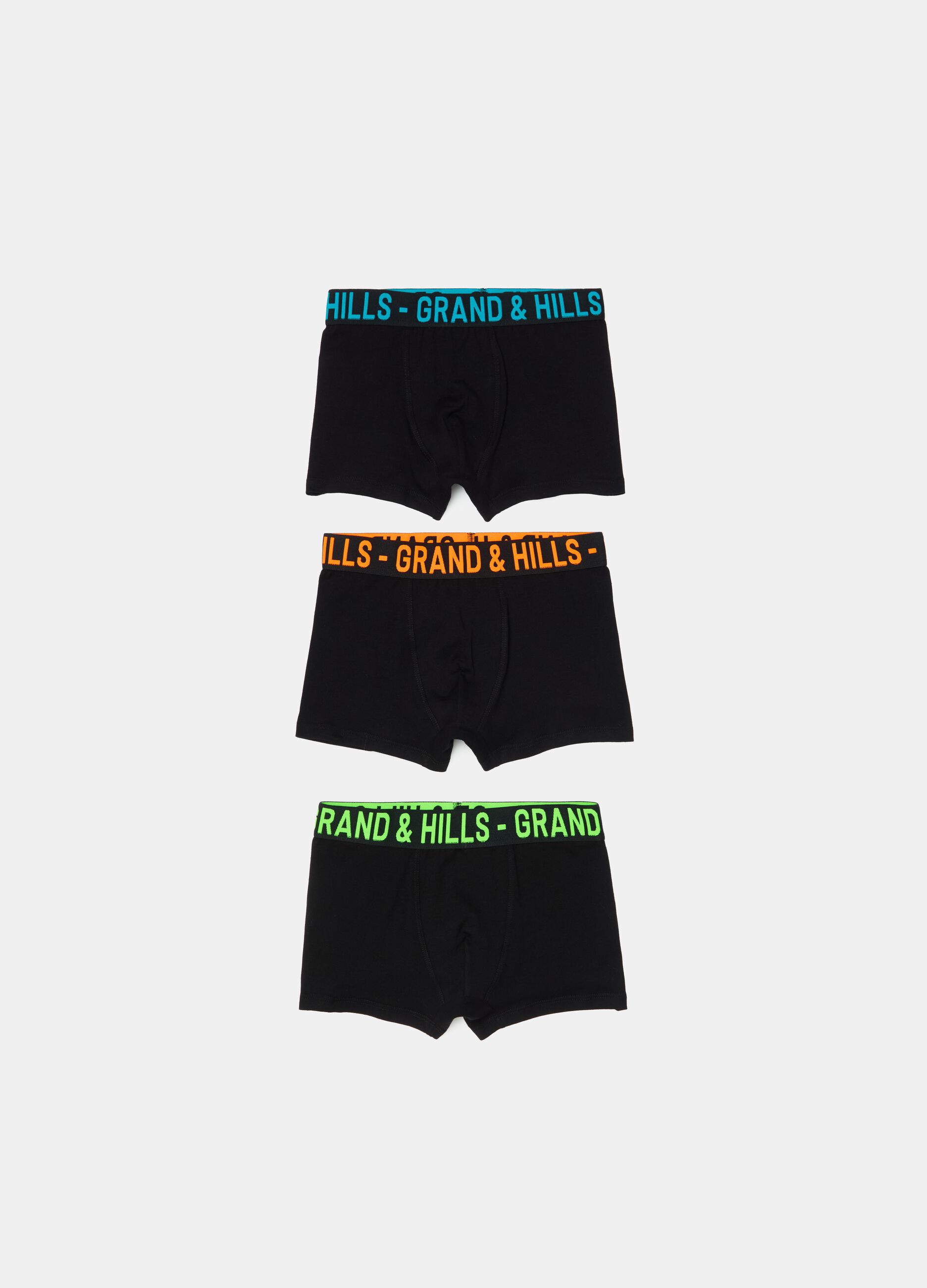 Three-pack boxer shorts with external elastic and logo