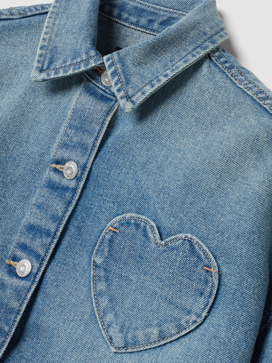 Blue cotton-viscose blend denim shirt with heart pocket, regular fit_4
