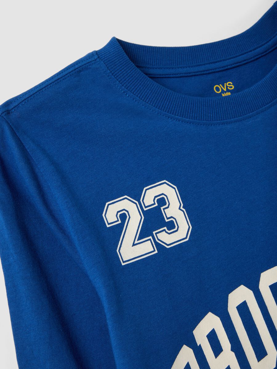 Blue pure organic cotton T-shirt with front print for boys_2