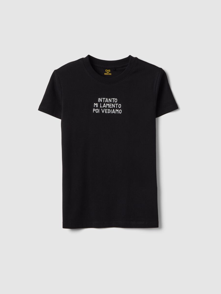 Girls' black pure cotton t-shirt regular fit with print_3