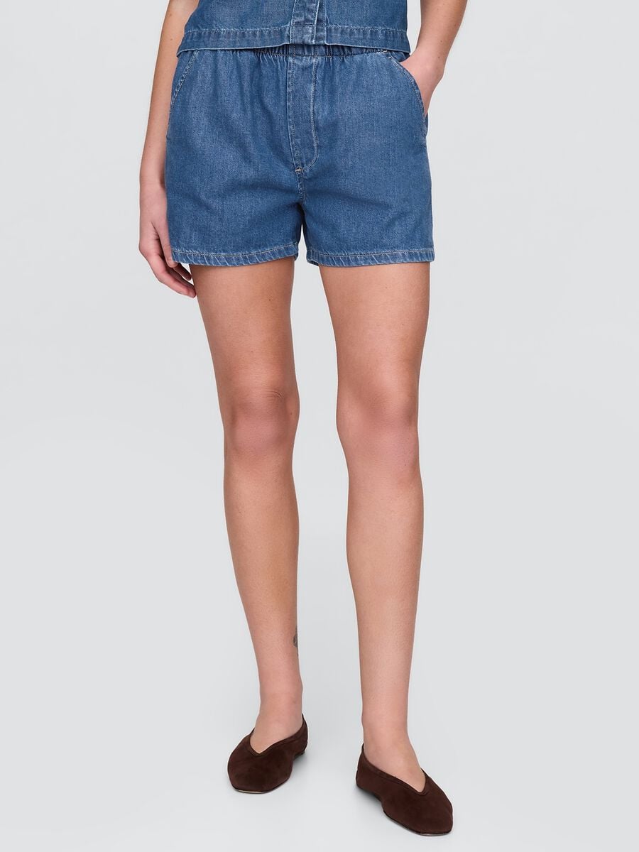 Denim shorts with elastic waistband_1
