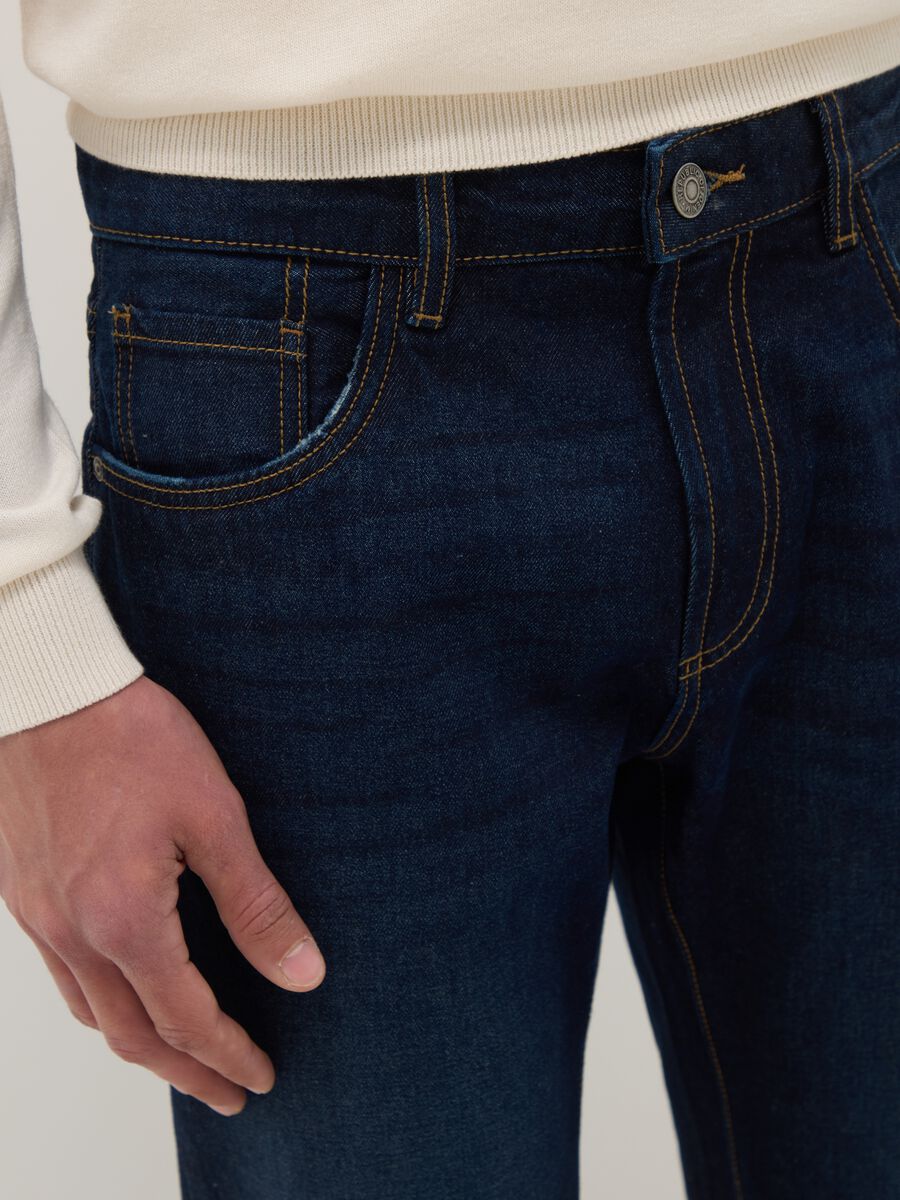 Regular Fit Blue Pure Cotton Jeans_3