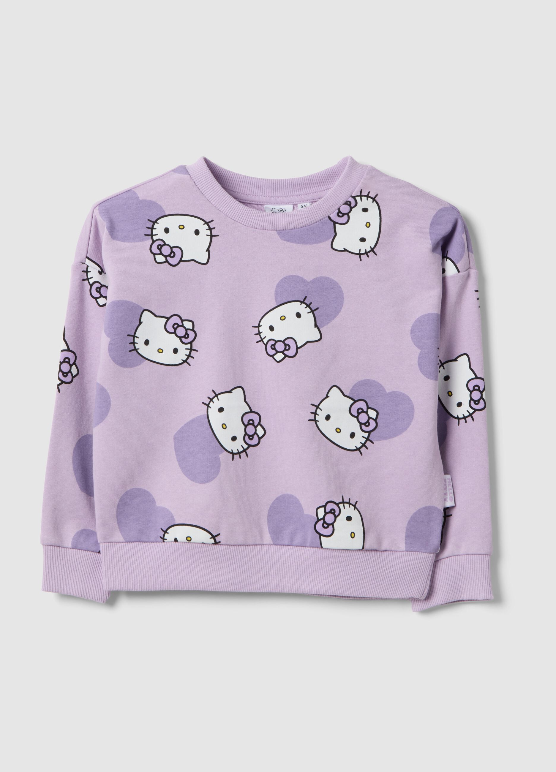 Felpa in misto cotone viola da bambina regular fit con Hello Kitty