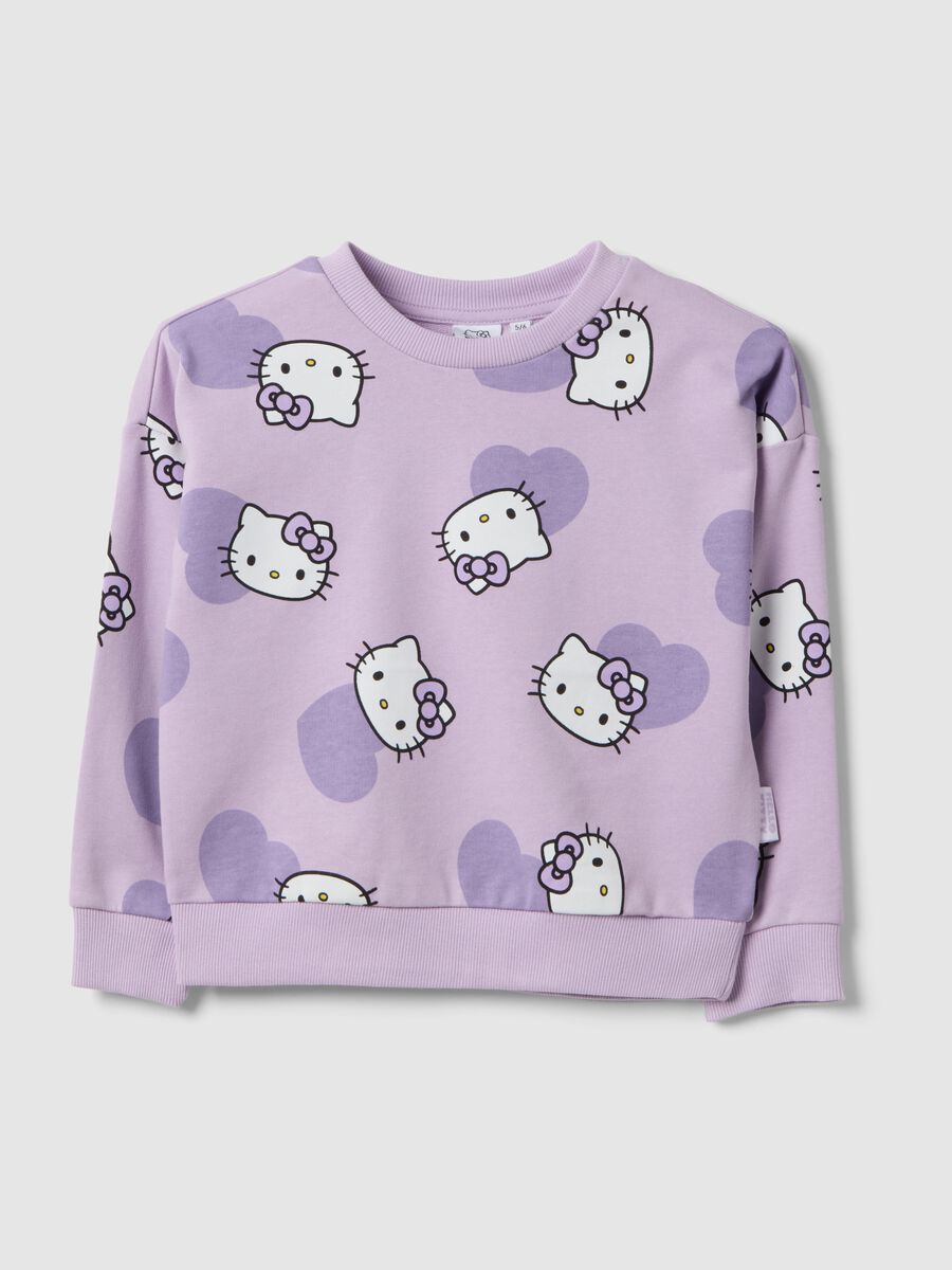 Felpa in misto cotone viola da bambina regular fit con Hello Kitty_0