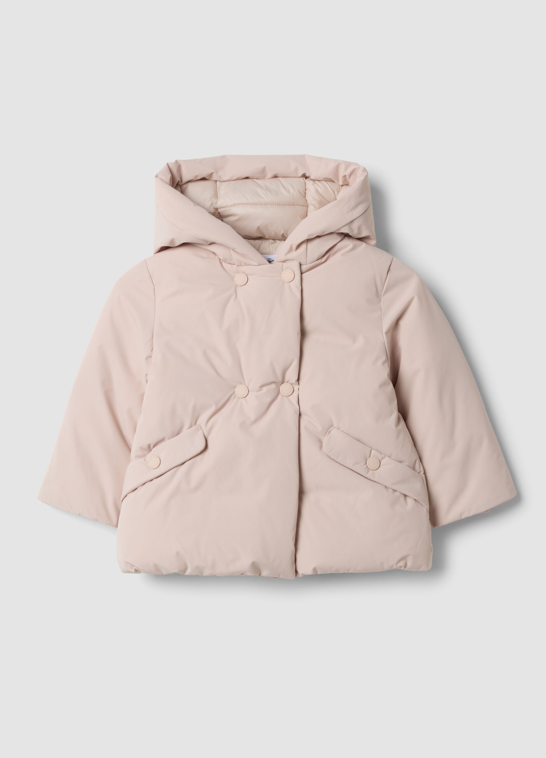 Pink padded hooded jacket, regular fit