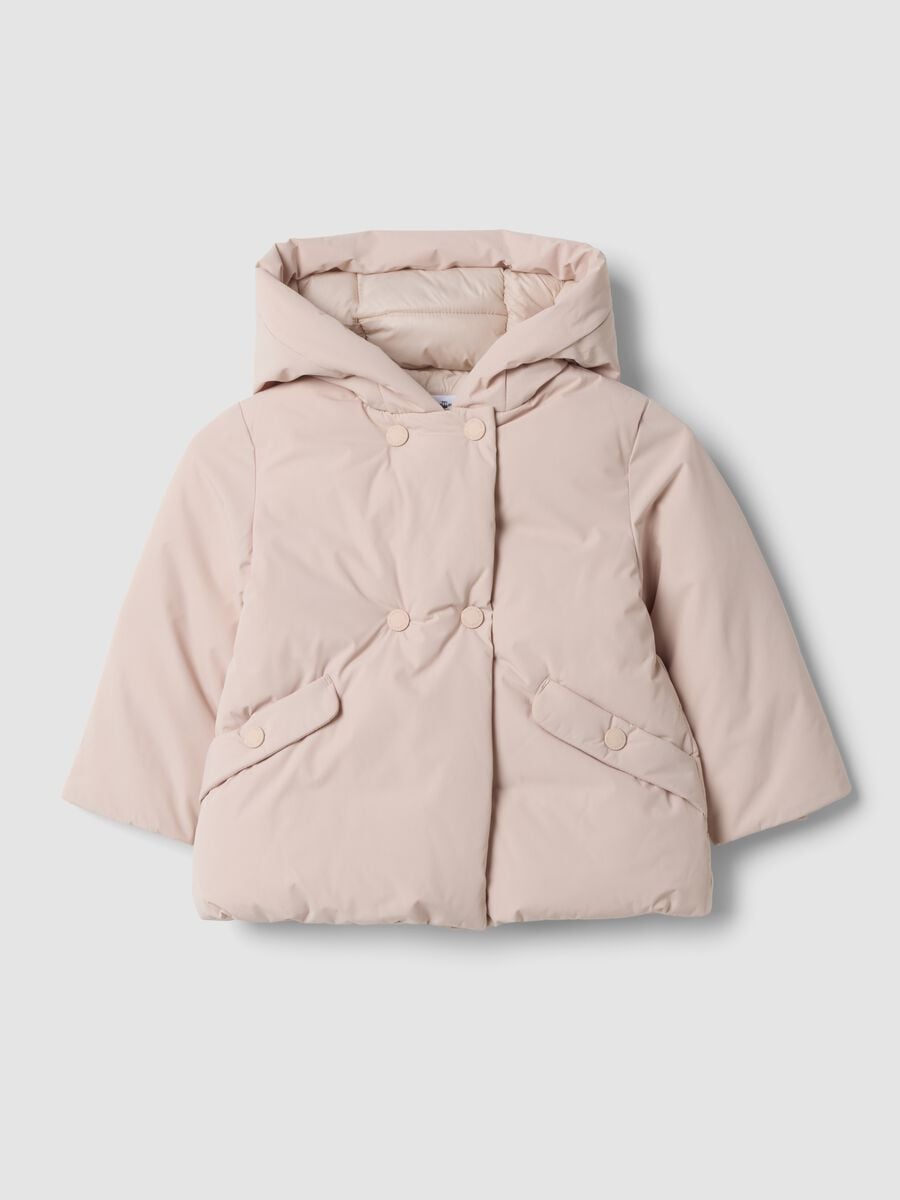 Pink padded hooded jacket, regular fit_0