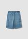 Light blue cargo shorts in stretch cotton denim_1