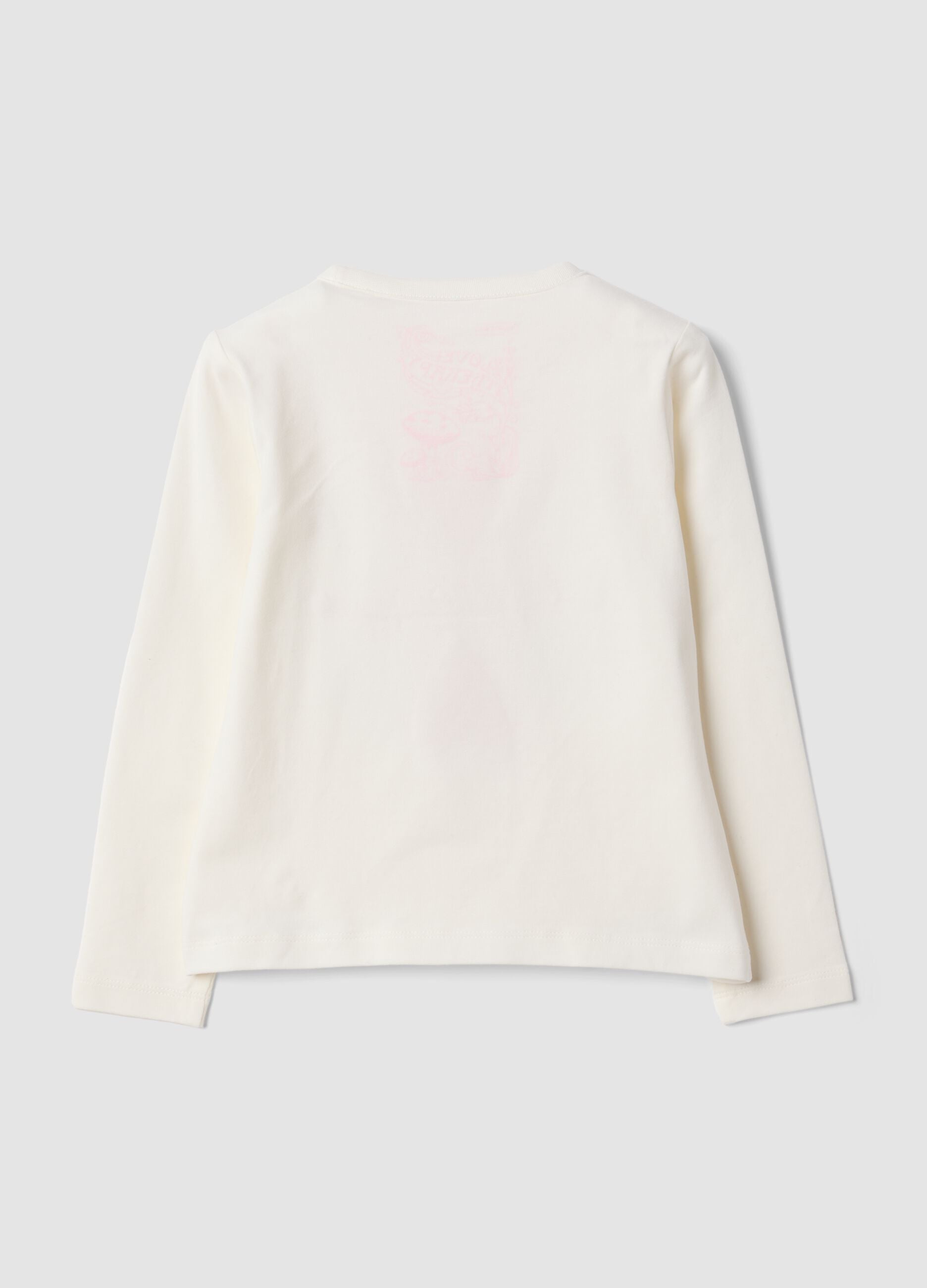 Wei&szlig;es Regular-Fit-T-Shirt aus Stretch-Baumwolle mit gestickten Herzen