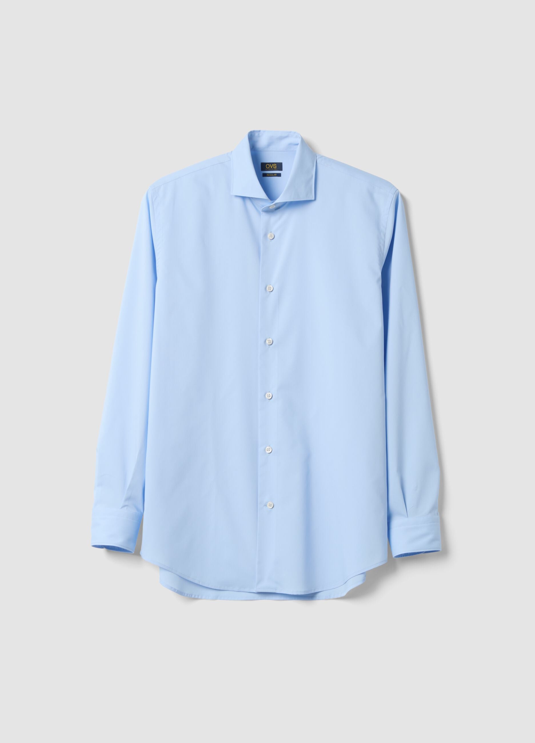 Camicia blu in misto lyocell regular fit