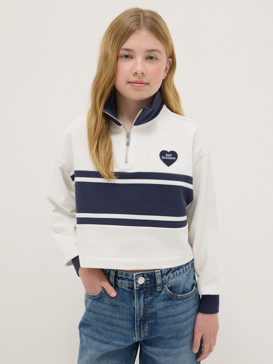 Multicolour striped pure cotton sweatshirt for girls relaxed fit_0