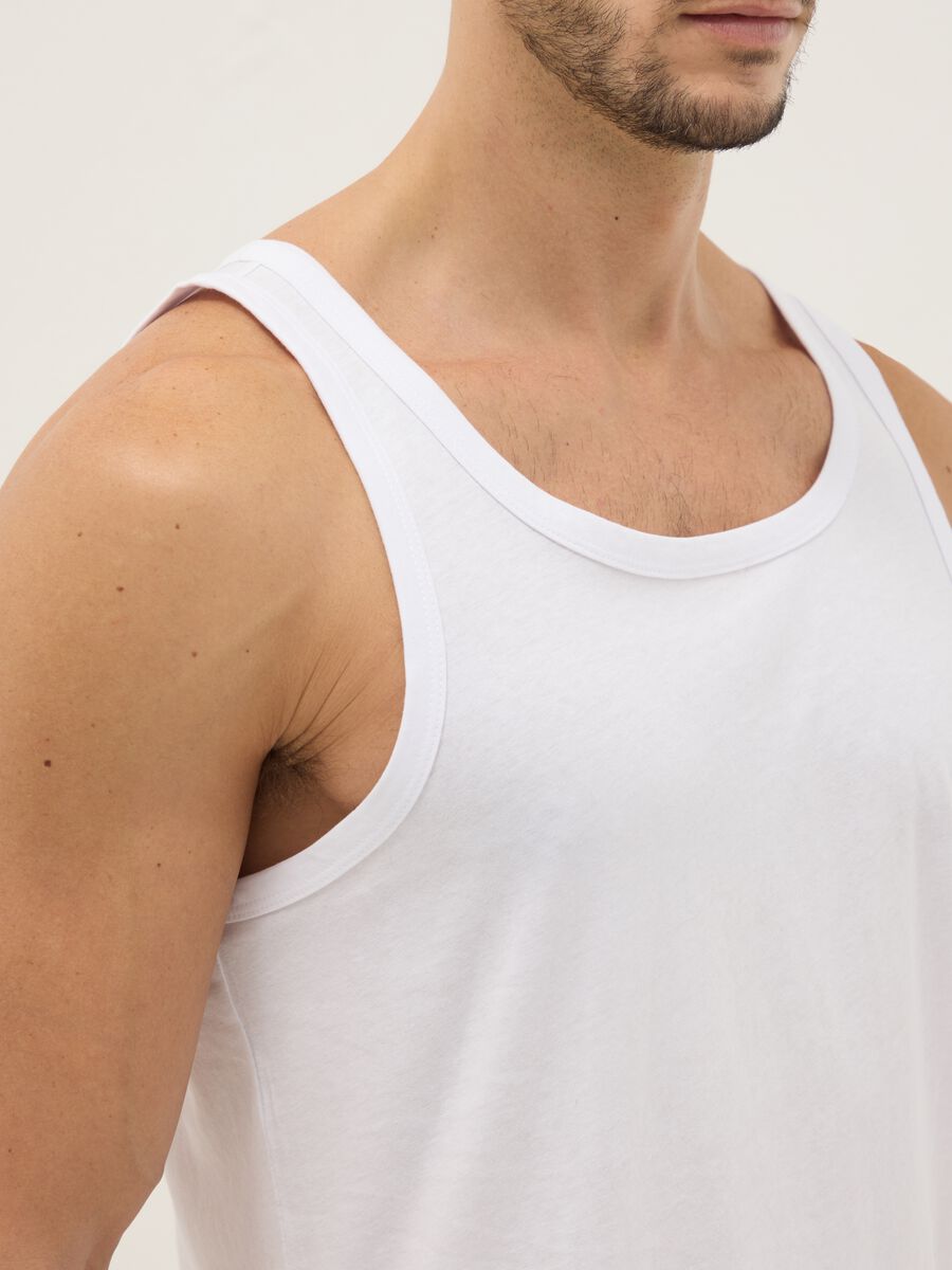 White Cotton Tank Top Tripack Regular Fit_3