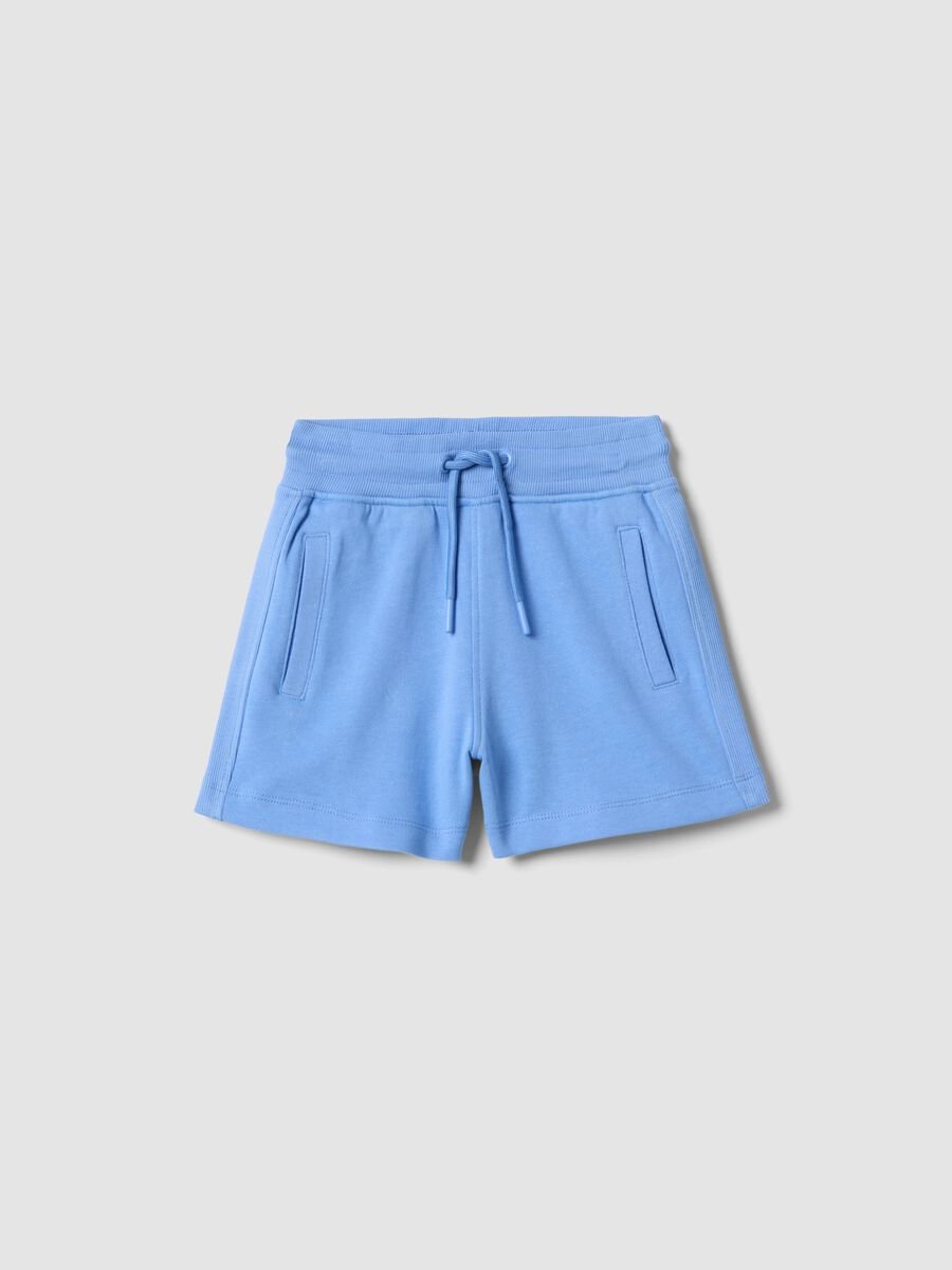 Girls&rsquo; light blue pure cotton shorts, regular fit_0