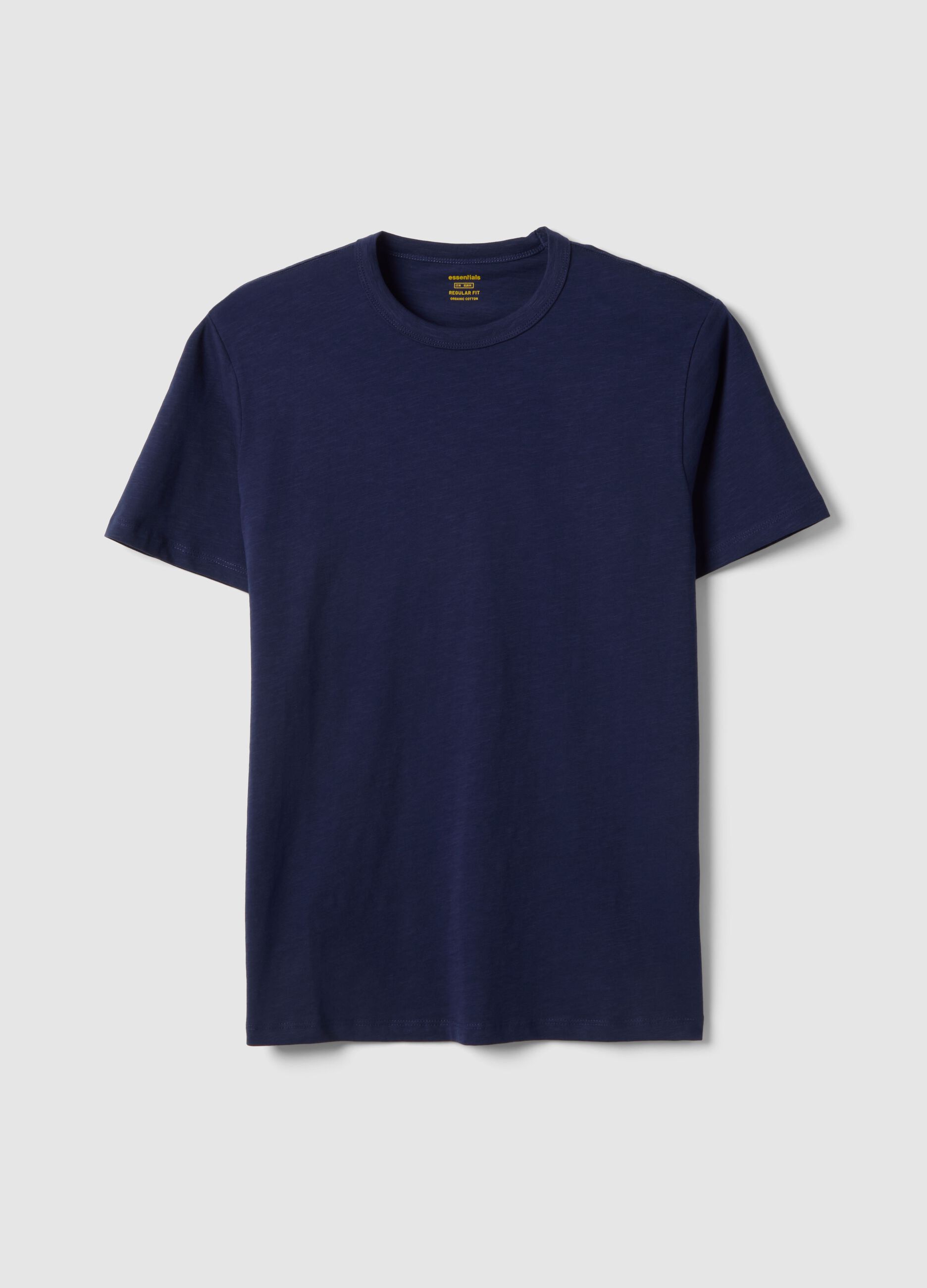 Blue short sleeve pure cotton t-shirt regular fit