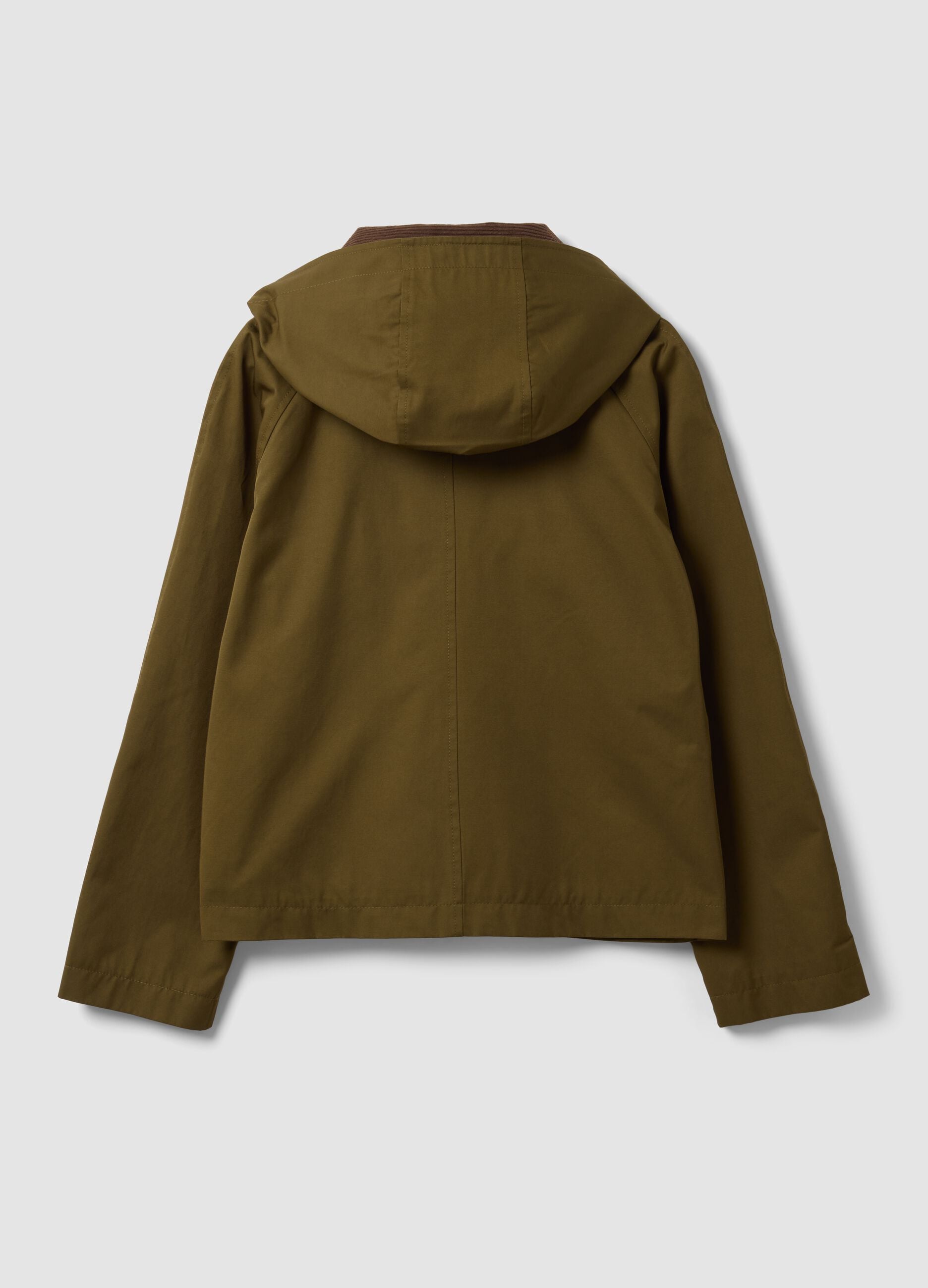 Gr&uuml;ne Parka-Jacke aus Baumwollmix mit Kapuze und Rippkragen