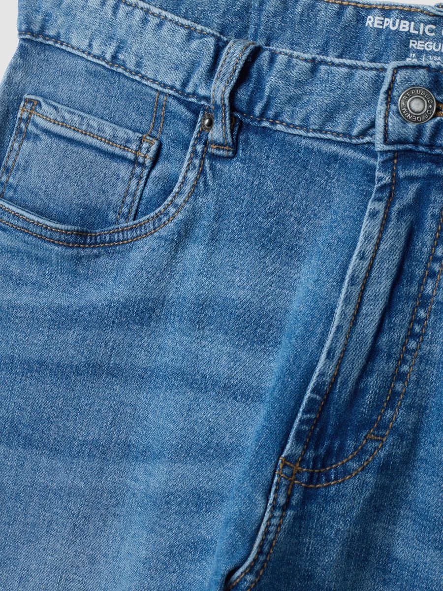 Jeans denim blu in cotone elasticizzato regular fit_1