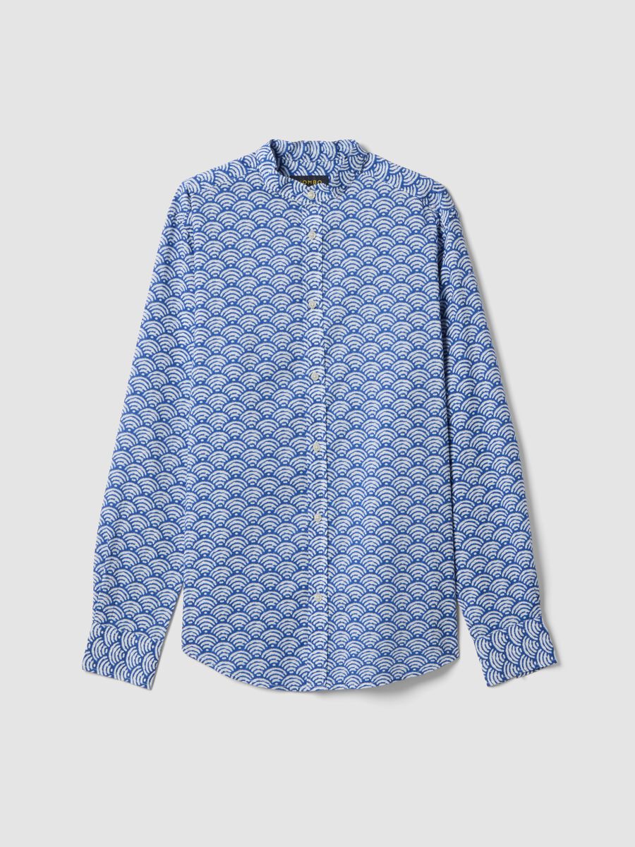 Multicolored shirt with Mandarin collar in pure cotton regular fit_4