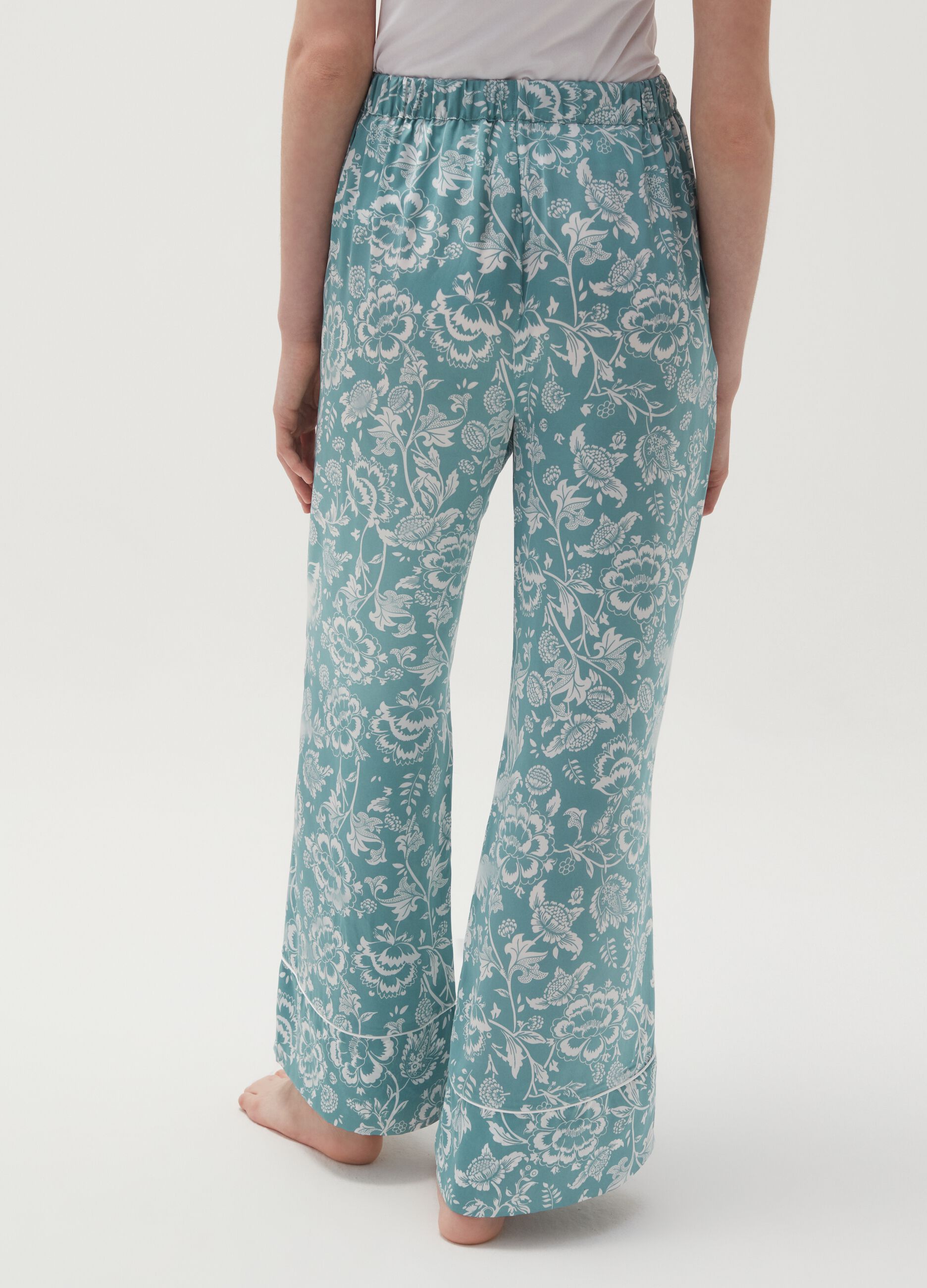 Pantalón pijama wide leg floral