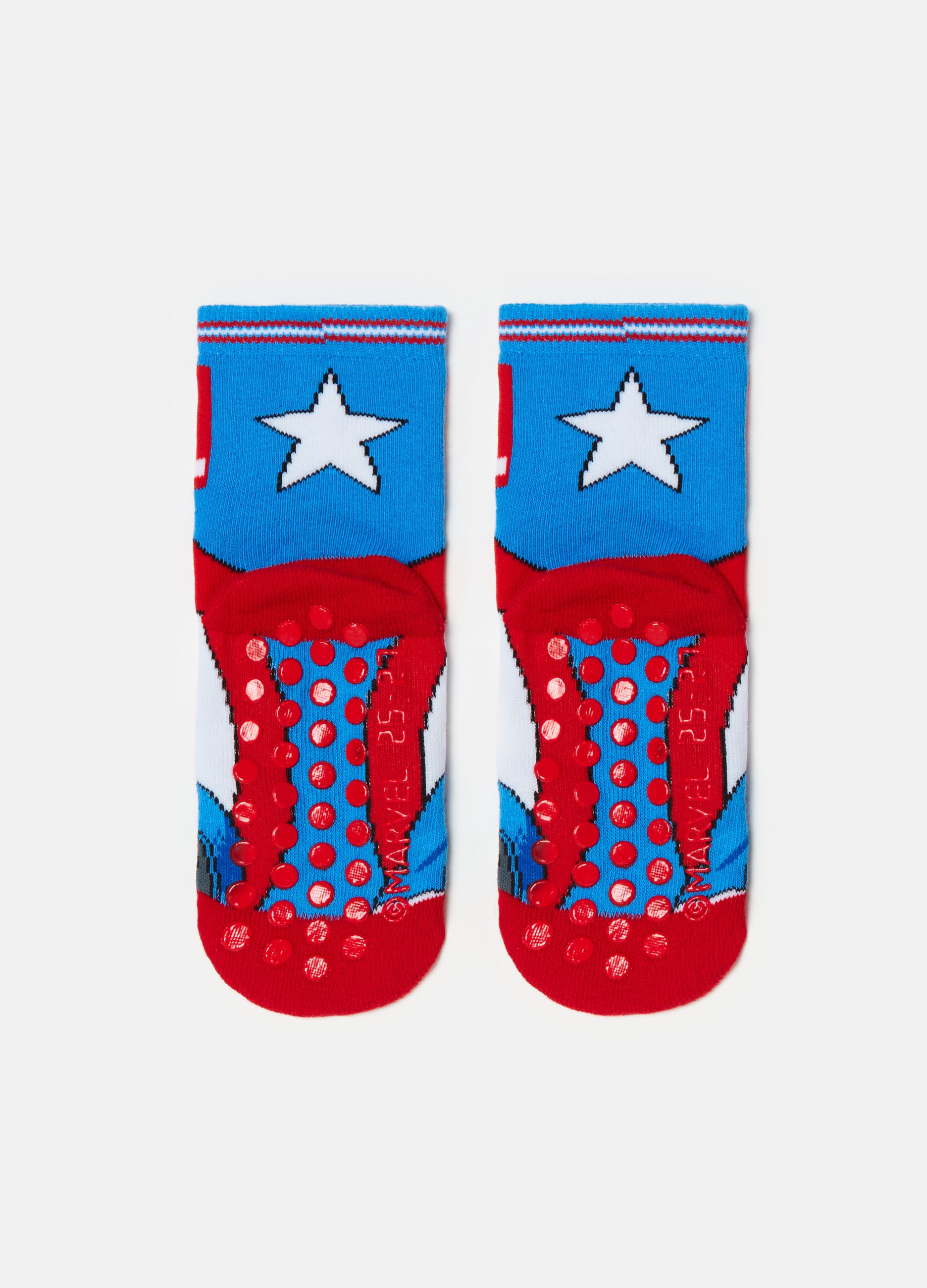 Slipper socks with Captain America design