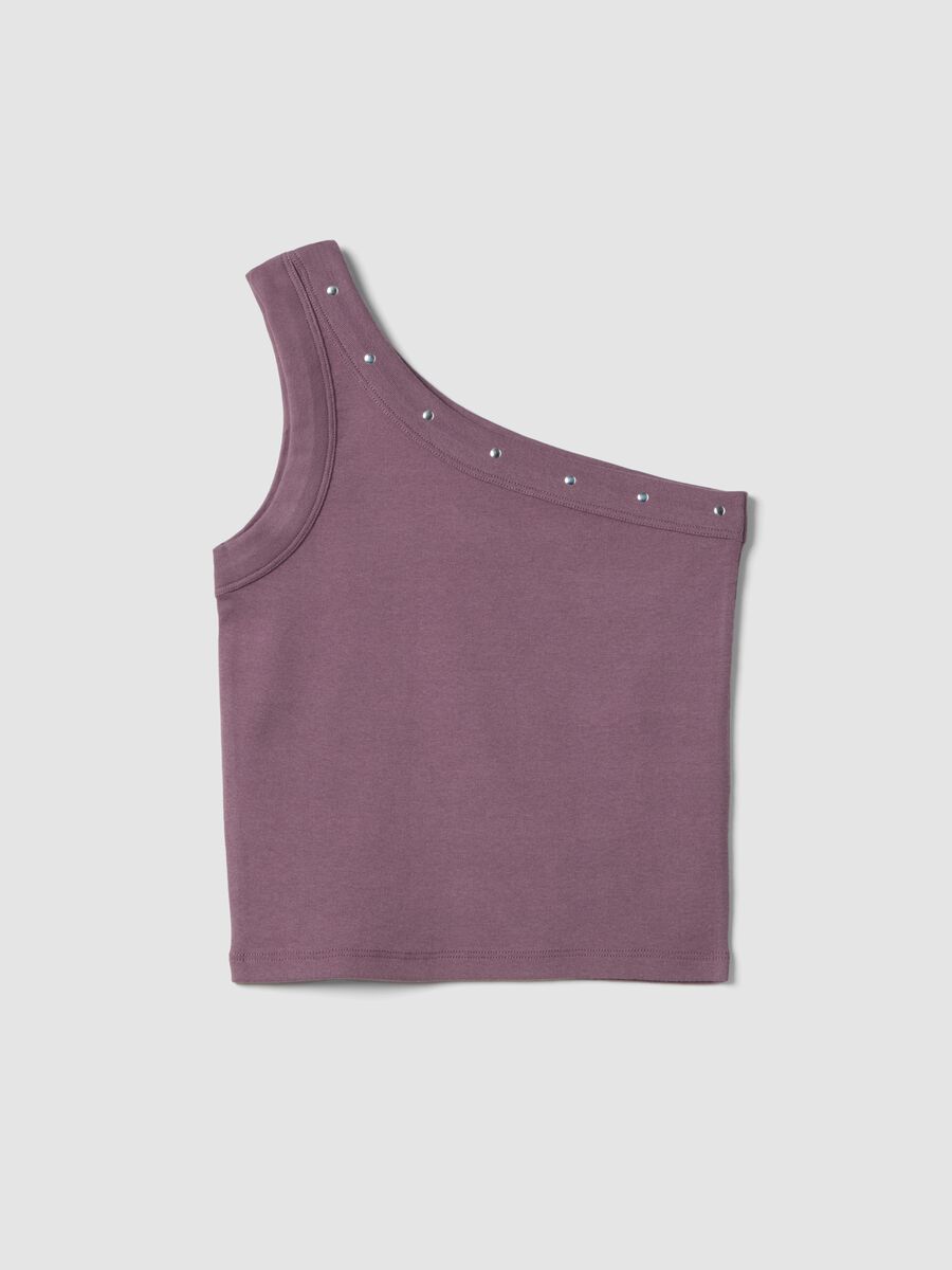 Fitted purple stretch cotton tank top for girls_3