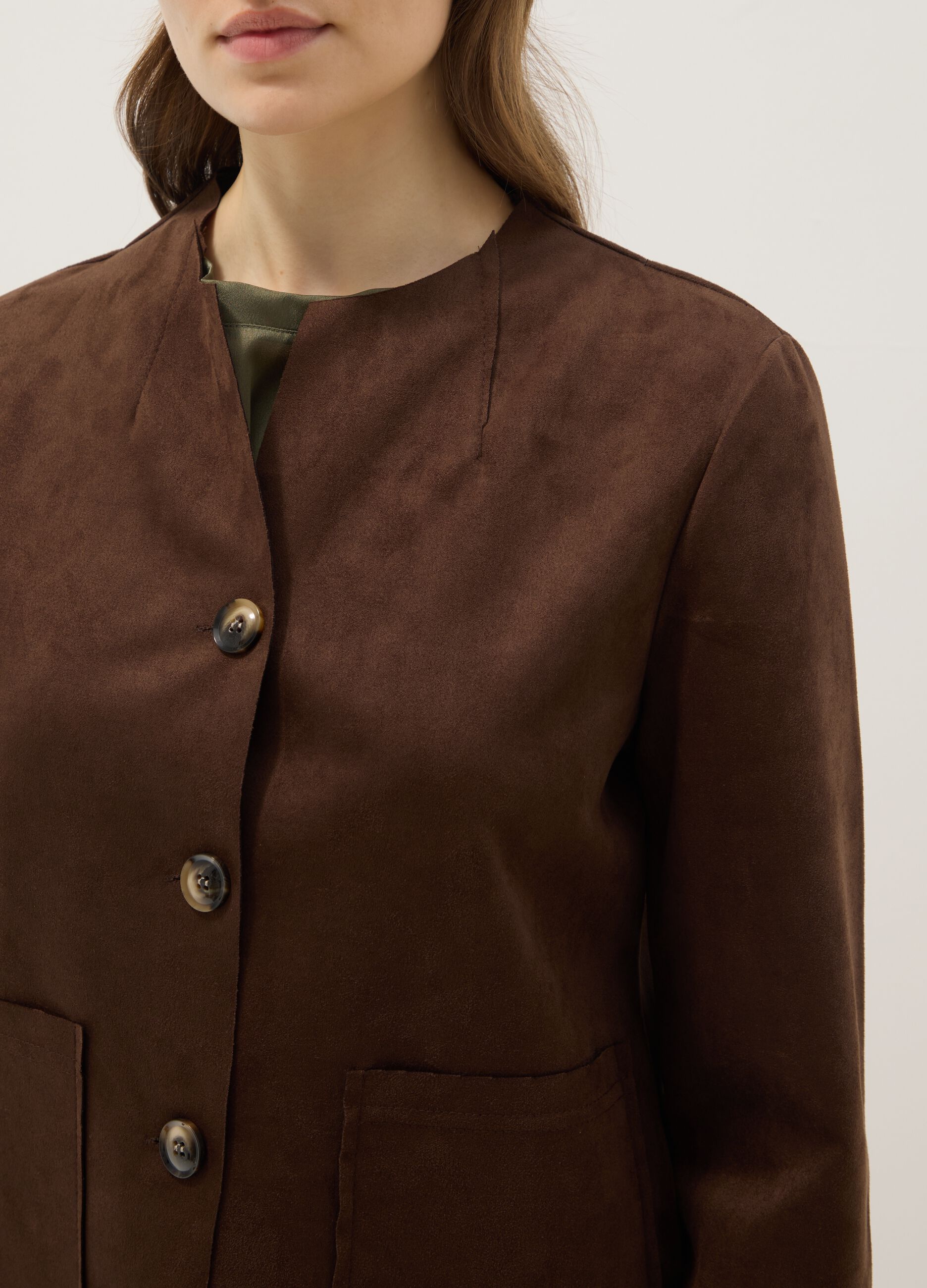 Brown regular-fit jacket with front pockets