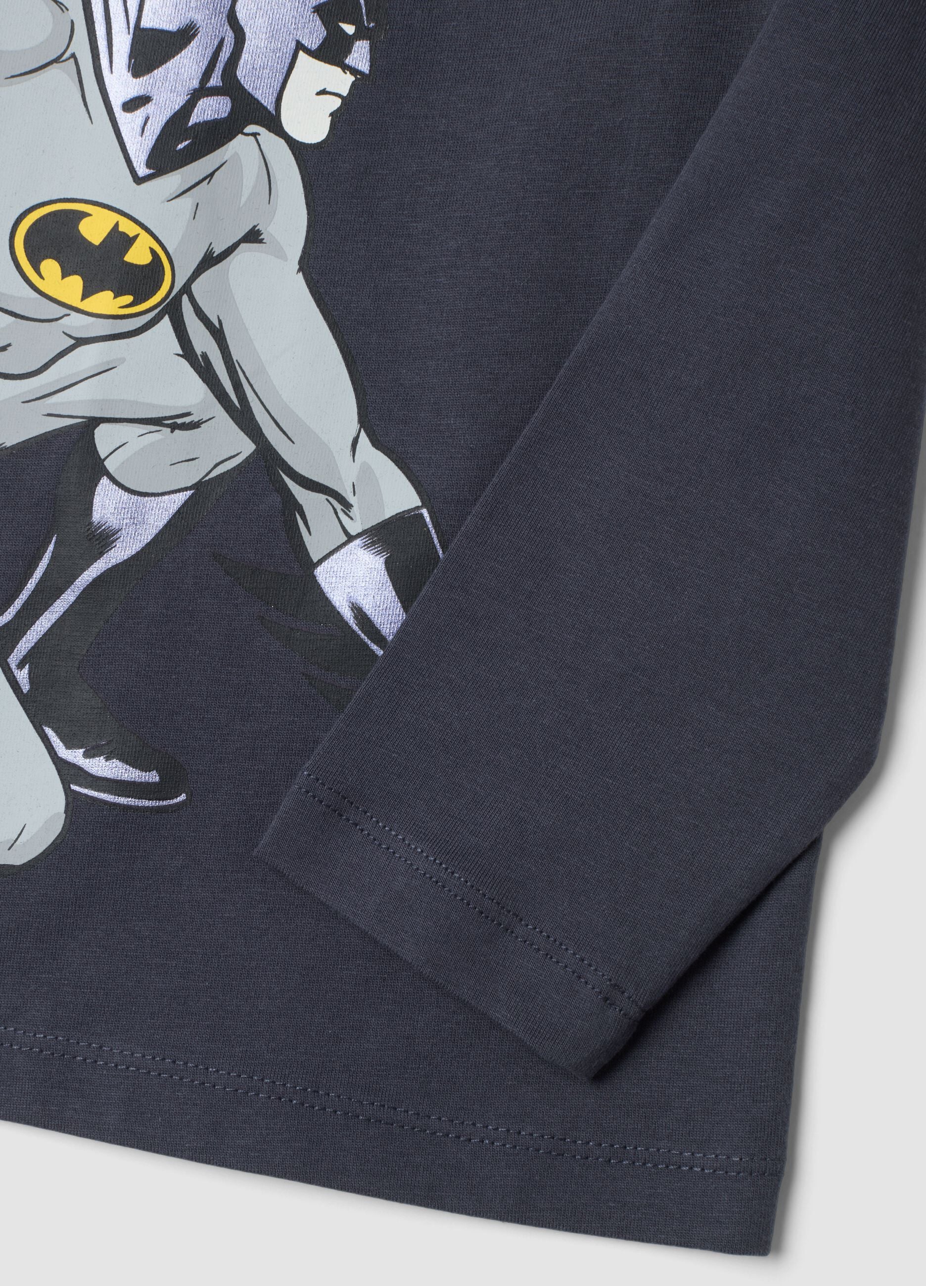 Blaues Oversize-T-Shirt aus reiner Baumwolle mit Batman-Print