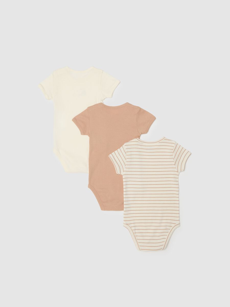 Newborn Short-Sleeved Multicolour Cotton Bodysuit Tripack_1