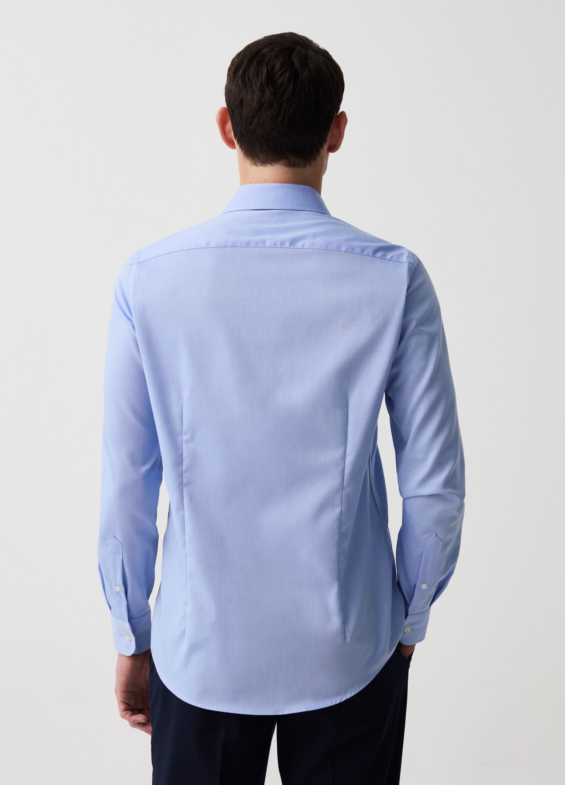 Slim-fit shirt in no-iron Oxford cotton