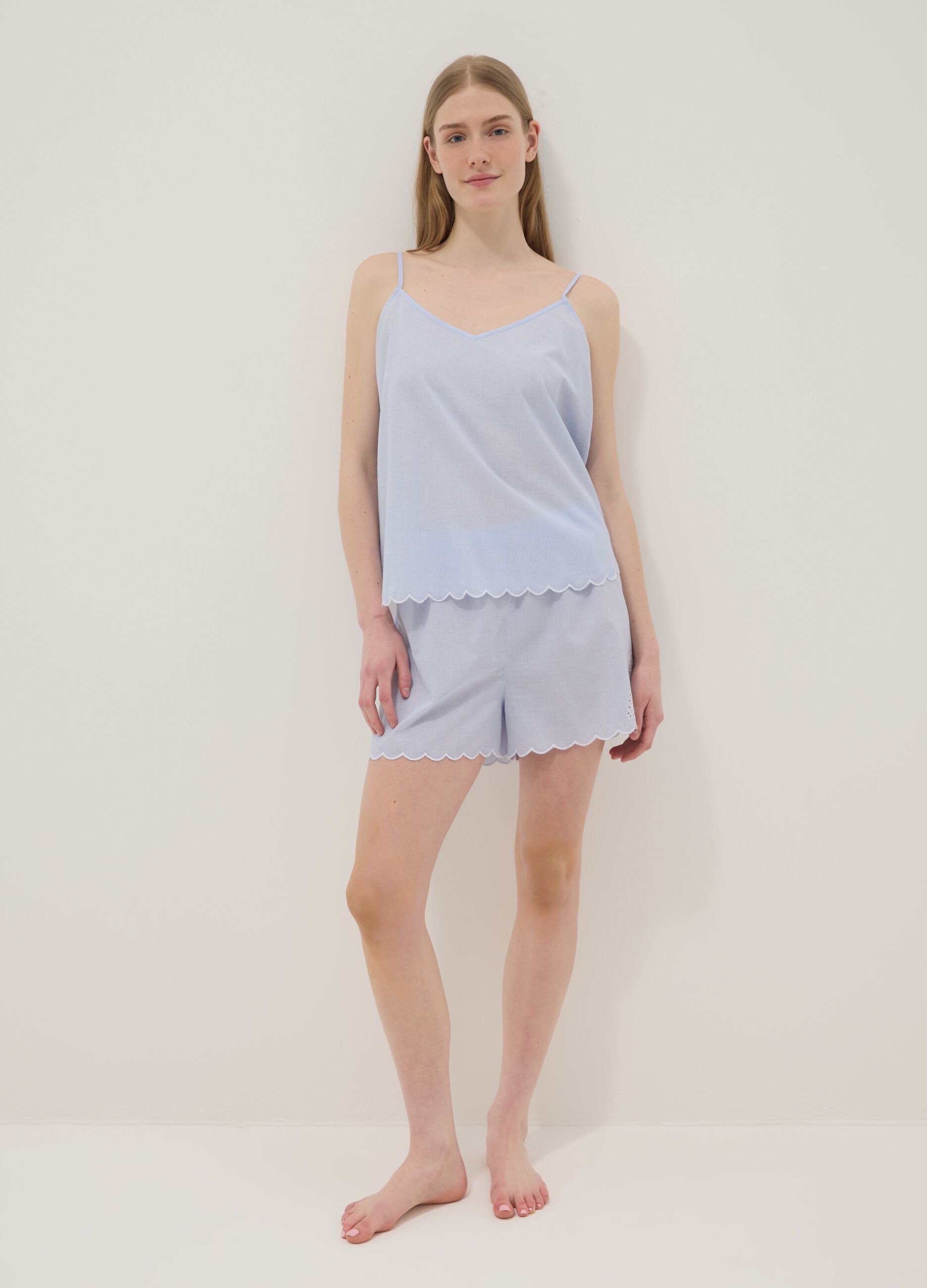 Light blue pure cotton camisole pyjama top