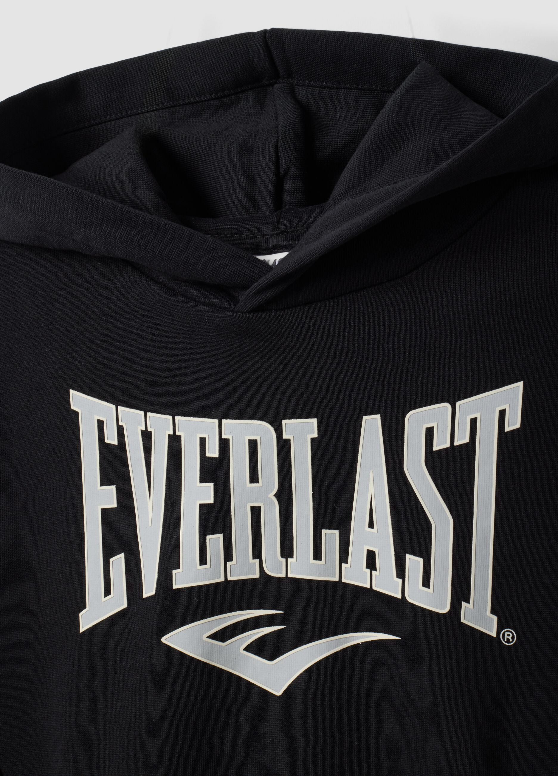 Black pure cotton hooded sweatshirt with decorative prints for boys