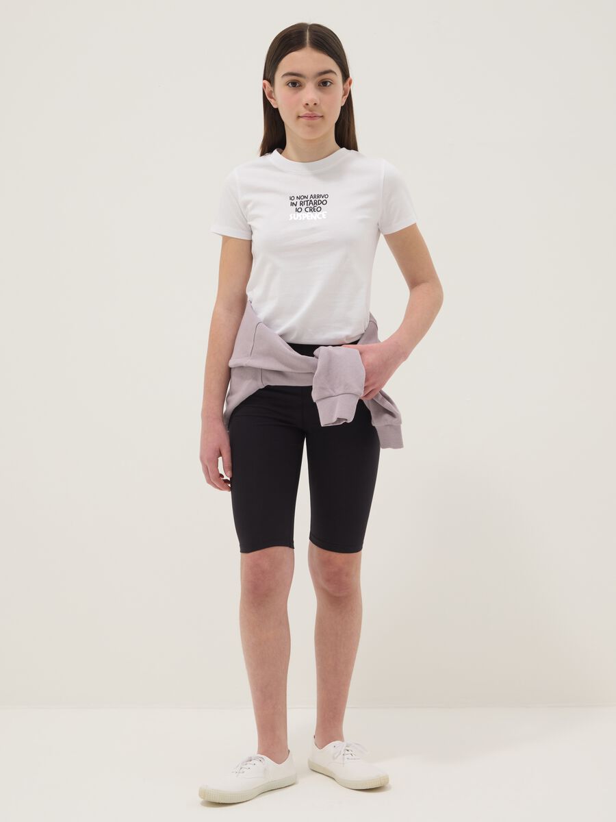 Short ciclista skinny negro de algod&oacute;n el&aacute;stico para ni&ntilde;a_0