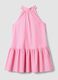 Pink pure cotton mini dress with high neck_4