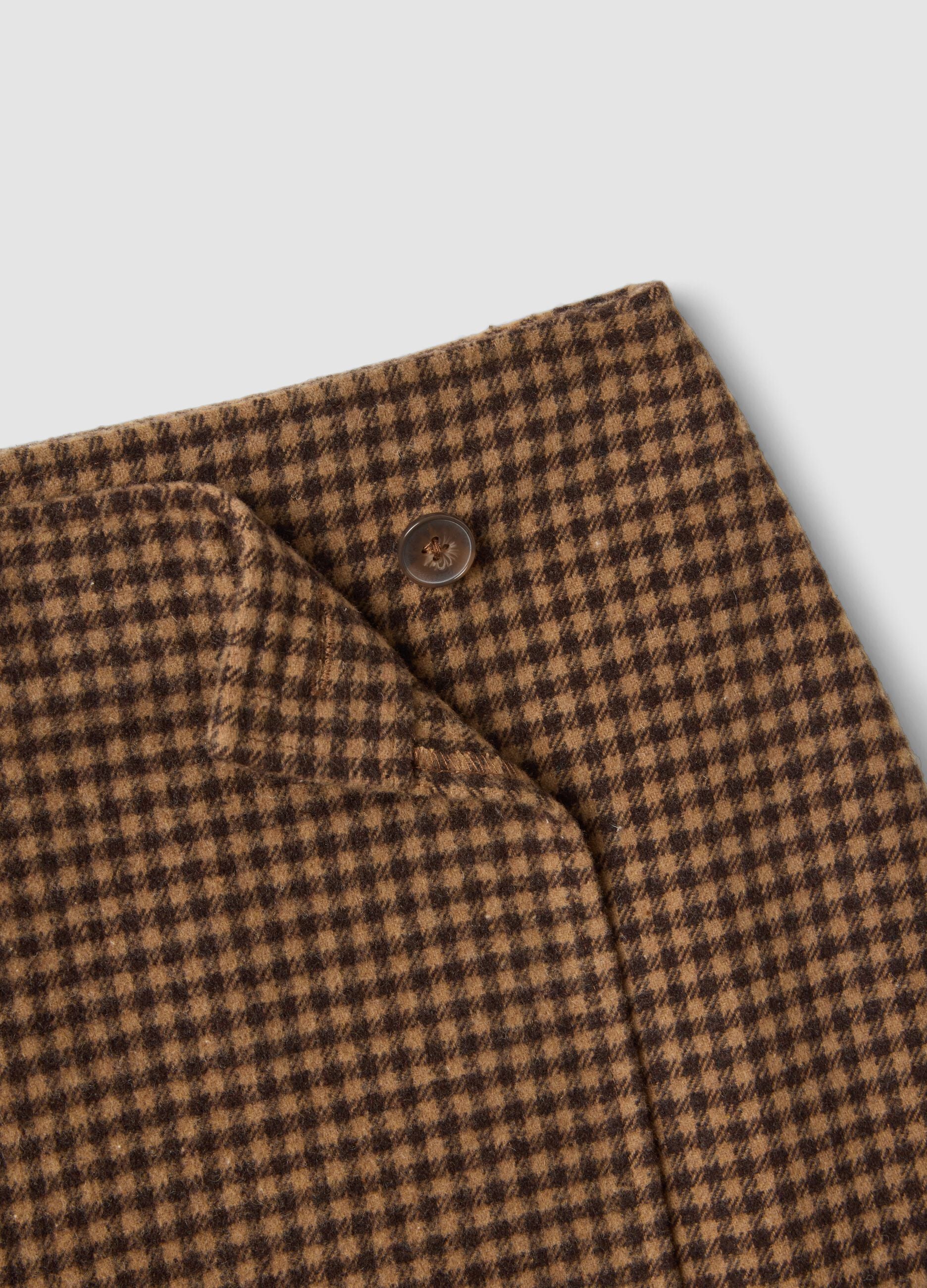 Brown and black wool-viscose blend skirt