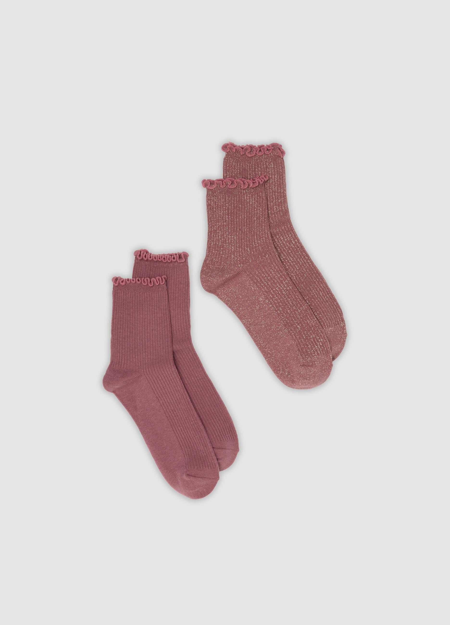 2er-Pack rosa Socken aus elastischer Bio-Baumwolle mit Muschelsaum