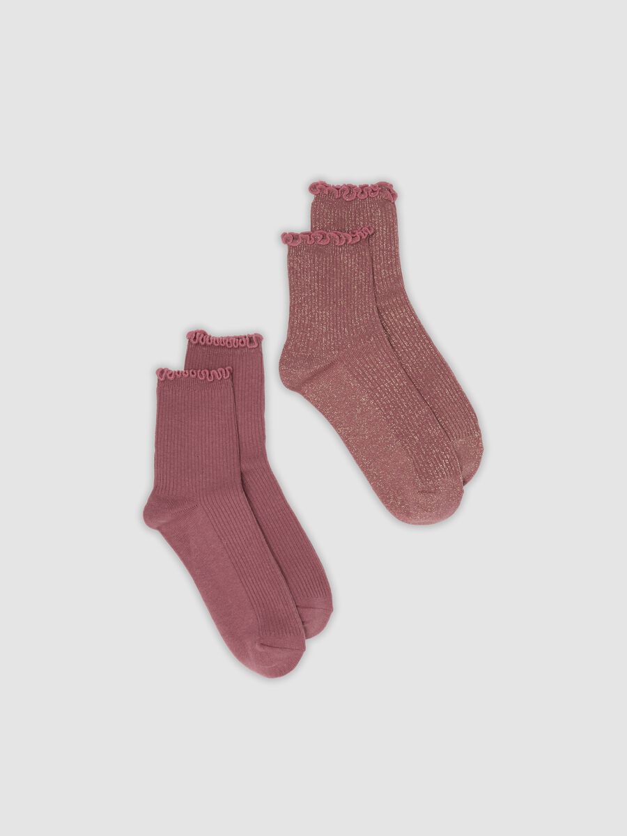 2er-Pack rosa Socken aus elastischer Bio-Baumwolle mit Muschelsaum_0