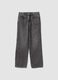 Jeans grigi straight in denim di misto cotone, lyocell e viscosa per ragazza_0
