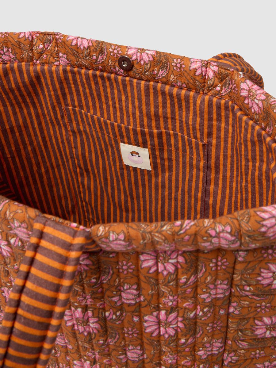 Multicolour pure cotton beach bag with floral pattern_2