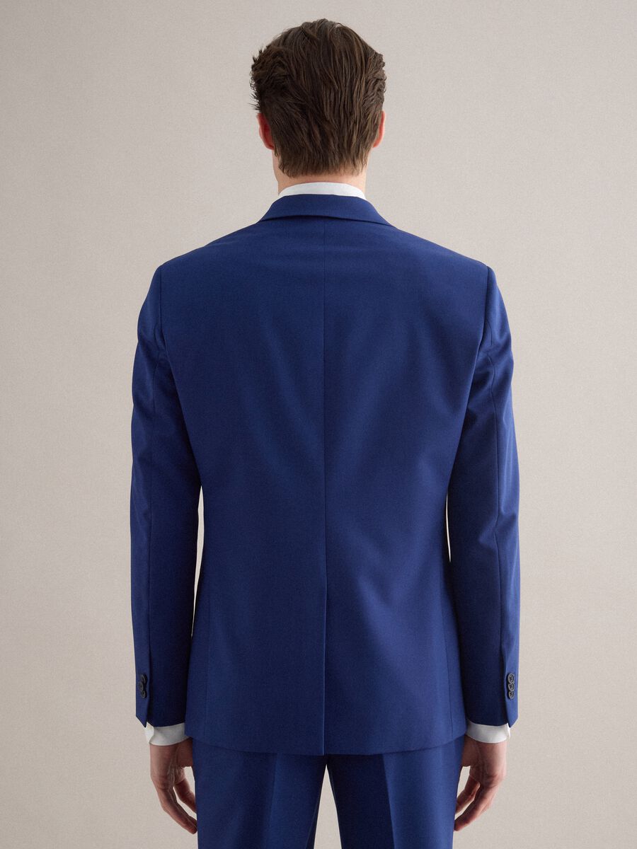 Blue Slim Fit Single-Breasted Blazer_3