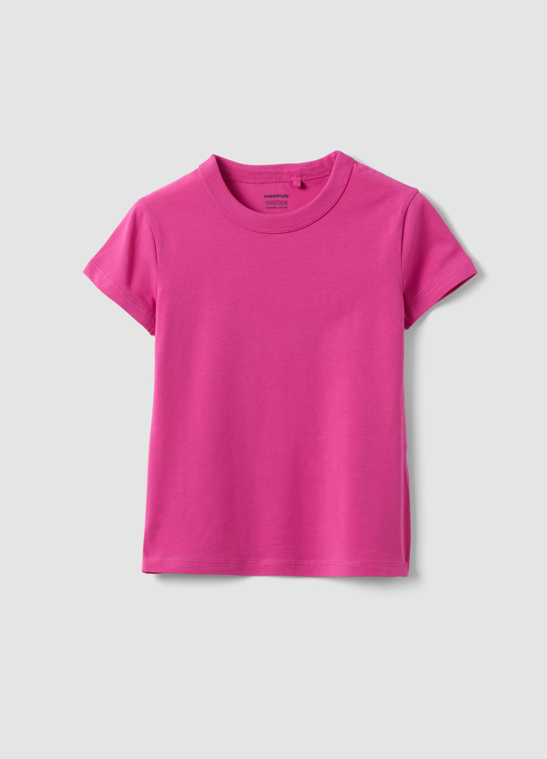 Girls&rsquo; Pink Stretch Cotton T-Shirt, Regular Fit