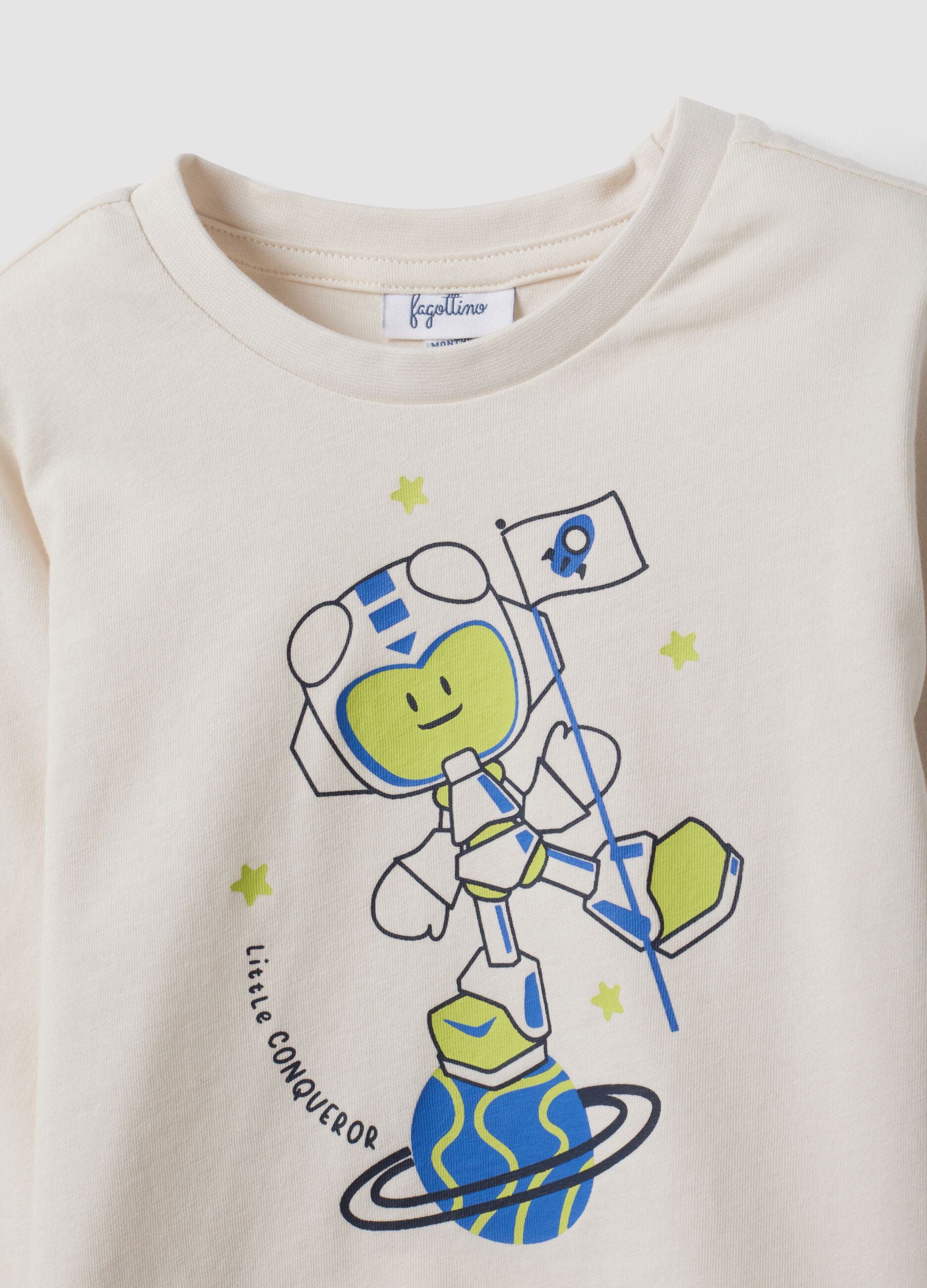 2-pack multicolour pure cotton T-shirts with alien print for boys