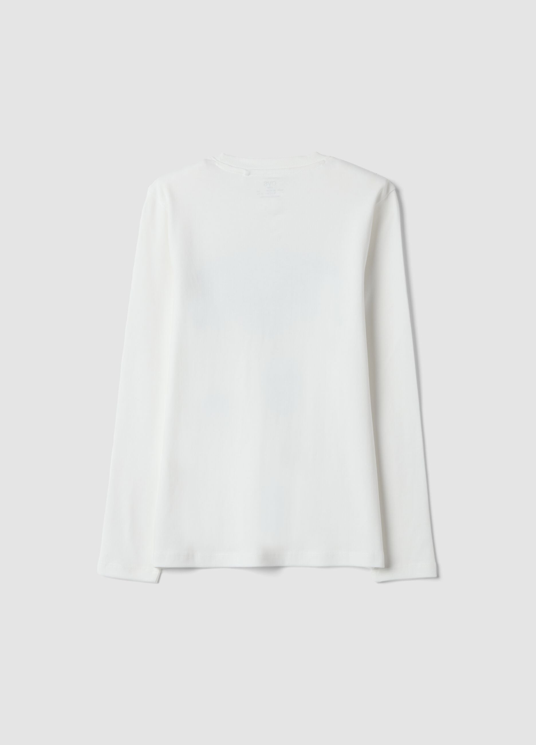 Wei&szlig;es Langarm-T-Shirt aus reiner Bio-Baumwolle mit Rundhalsausschnitt