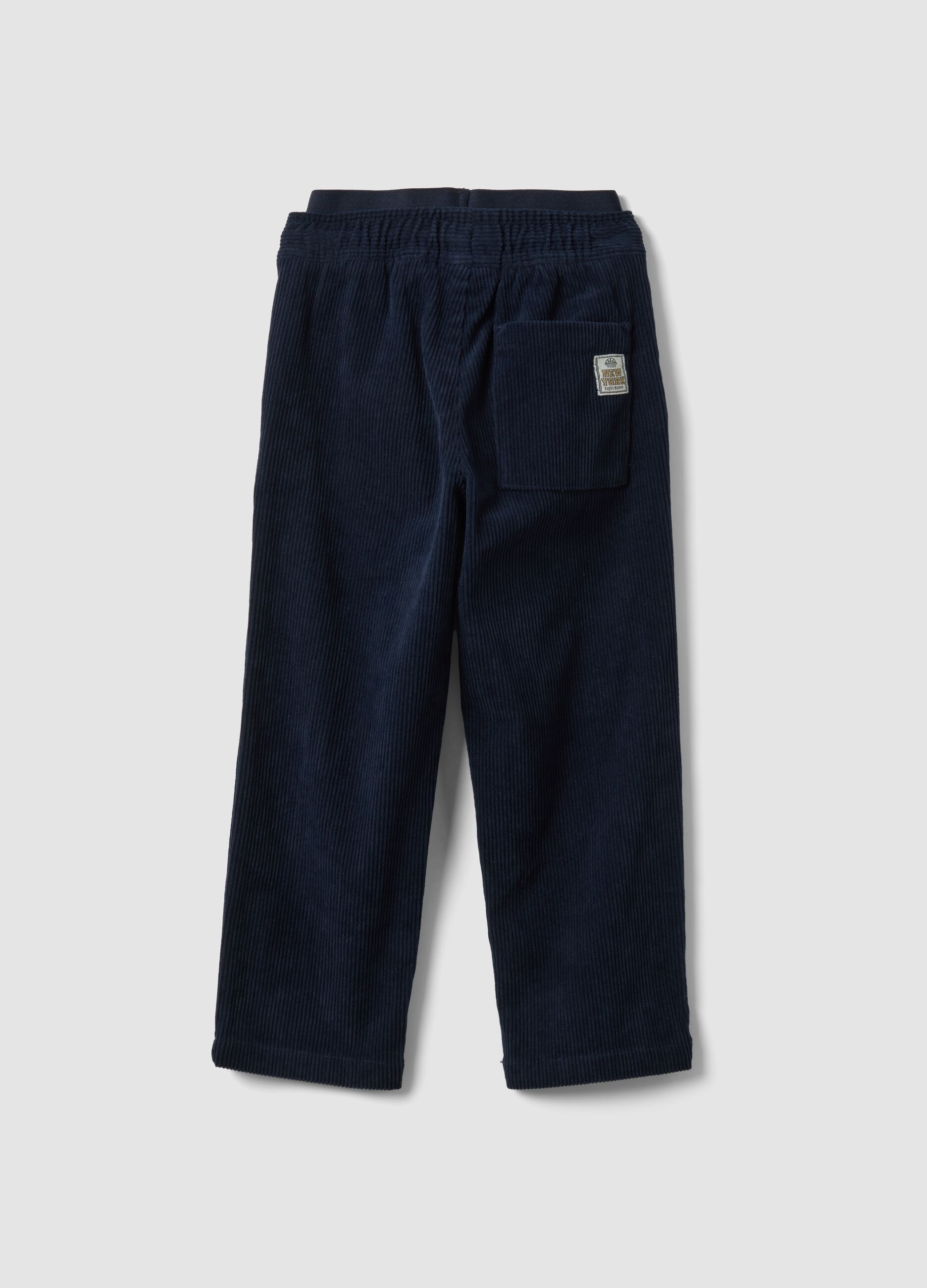 Jogger blu a coste regular fit con vita elasticizzata