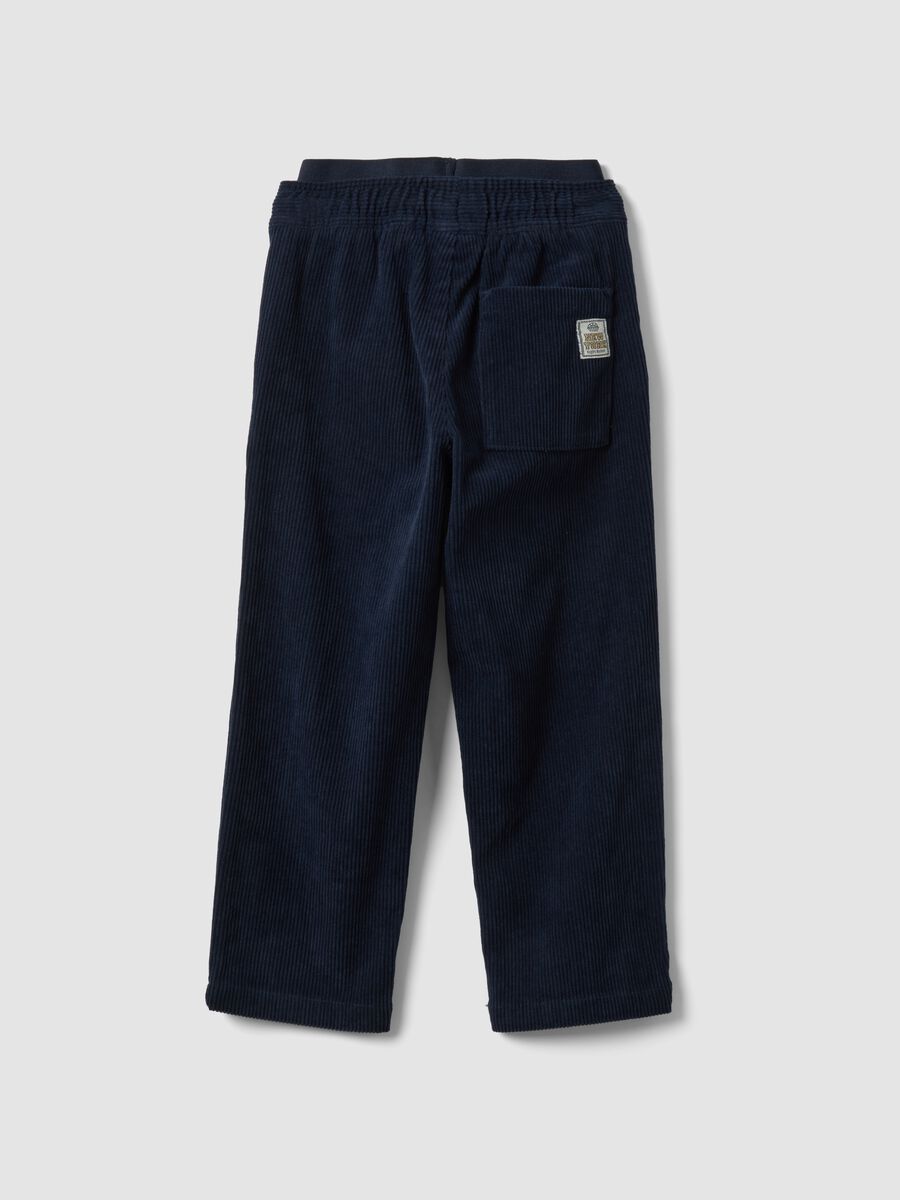 Jogger blu a coste regular fit con vita elasticizzata_1